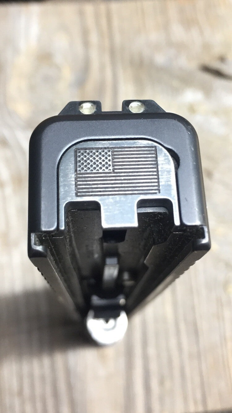 TITANIUM Glock Gen 1-5 Billet Backplate, Slide Plate Distressed American Flag