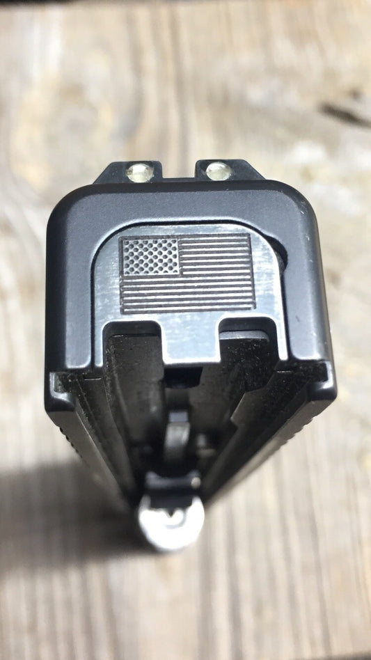 TITANIUM Glock Gen 1-5 Billet Backplate, Slide Plate Distressed American Flag