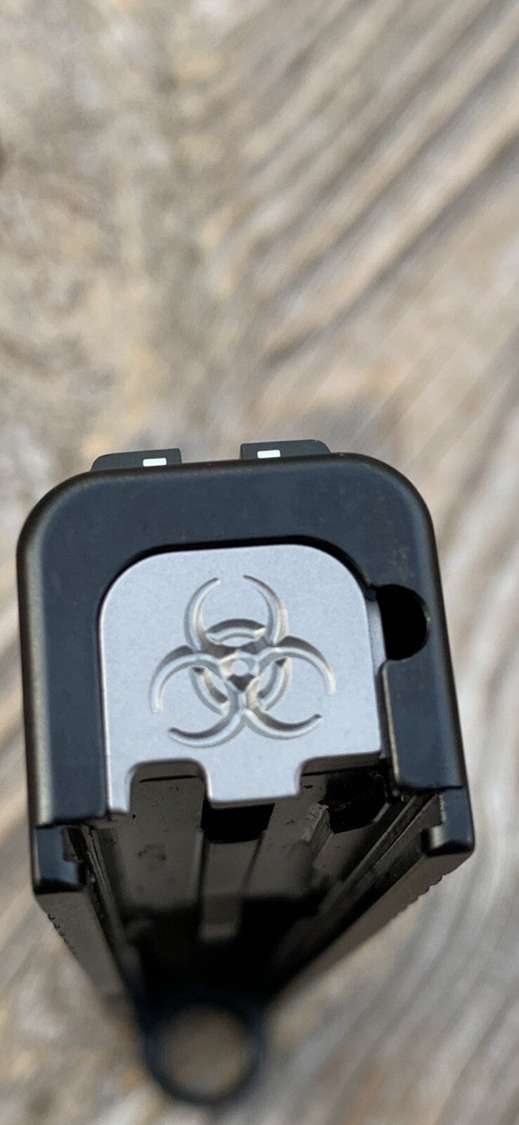 Custom TITANIUM Glock Backplate, Slide Plate for Glock 43, 43X And 48 Biohazard