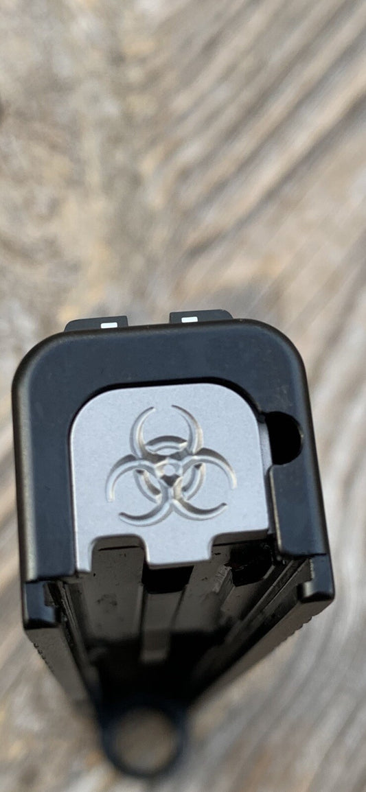 Custom TITANIUM Glock Backplate, Slide Plate for Glock 43, 43X And 48 Biohazard