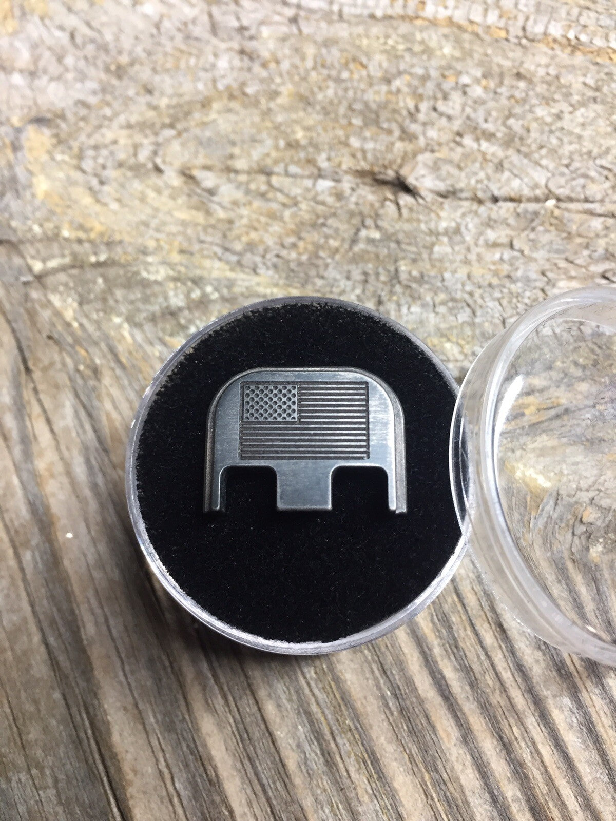 TITANIUM Glock Gen 1-5 Billet Backplate, Slide Plate Distressed American Flag