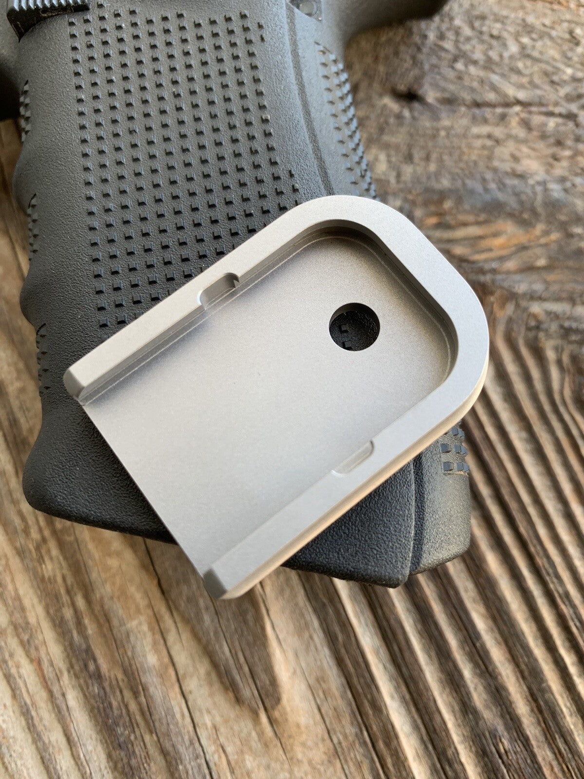 Glock 19, 17, magazine base plate CNC Machined 100%  Titanium Made In USA