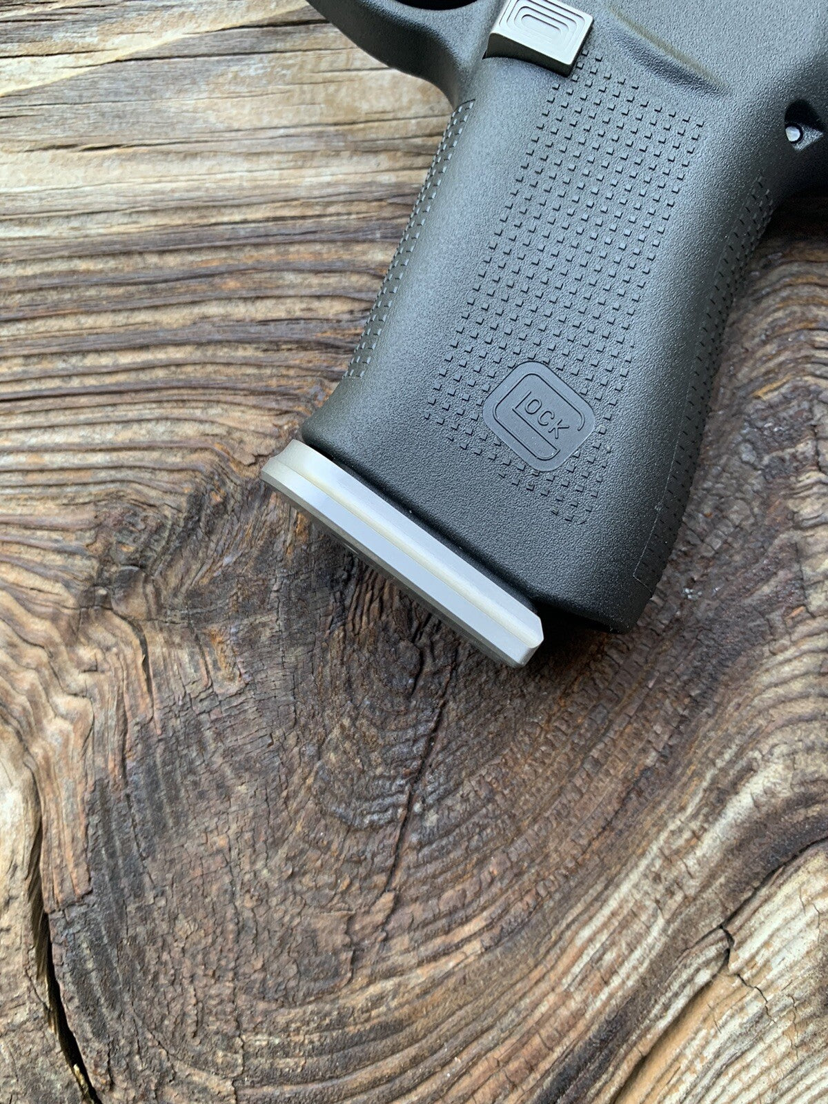 Glock 43X, 48 magazine base plate CNC Machined TITANIUM For Factory Magazines.